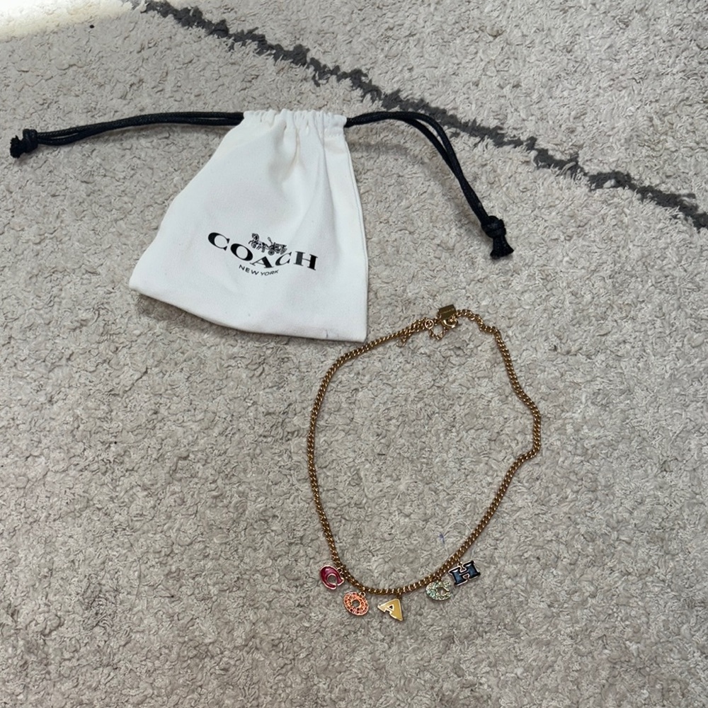 Coach Gold Necklace with Colorful Charms